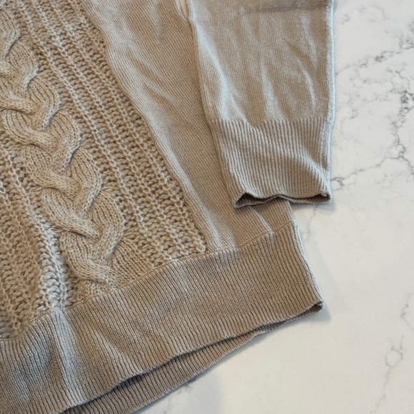 The Limited Beige Cable Knit V-Neck Sweater - Picture 6 of 7